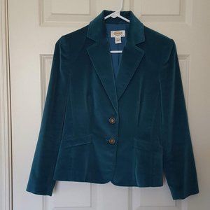 Talbots Petites Teal Velvet Blazer 2P